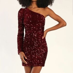 Charlotte Russe Cold Shoulder Red Sparkly Dress Size Medium